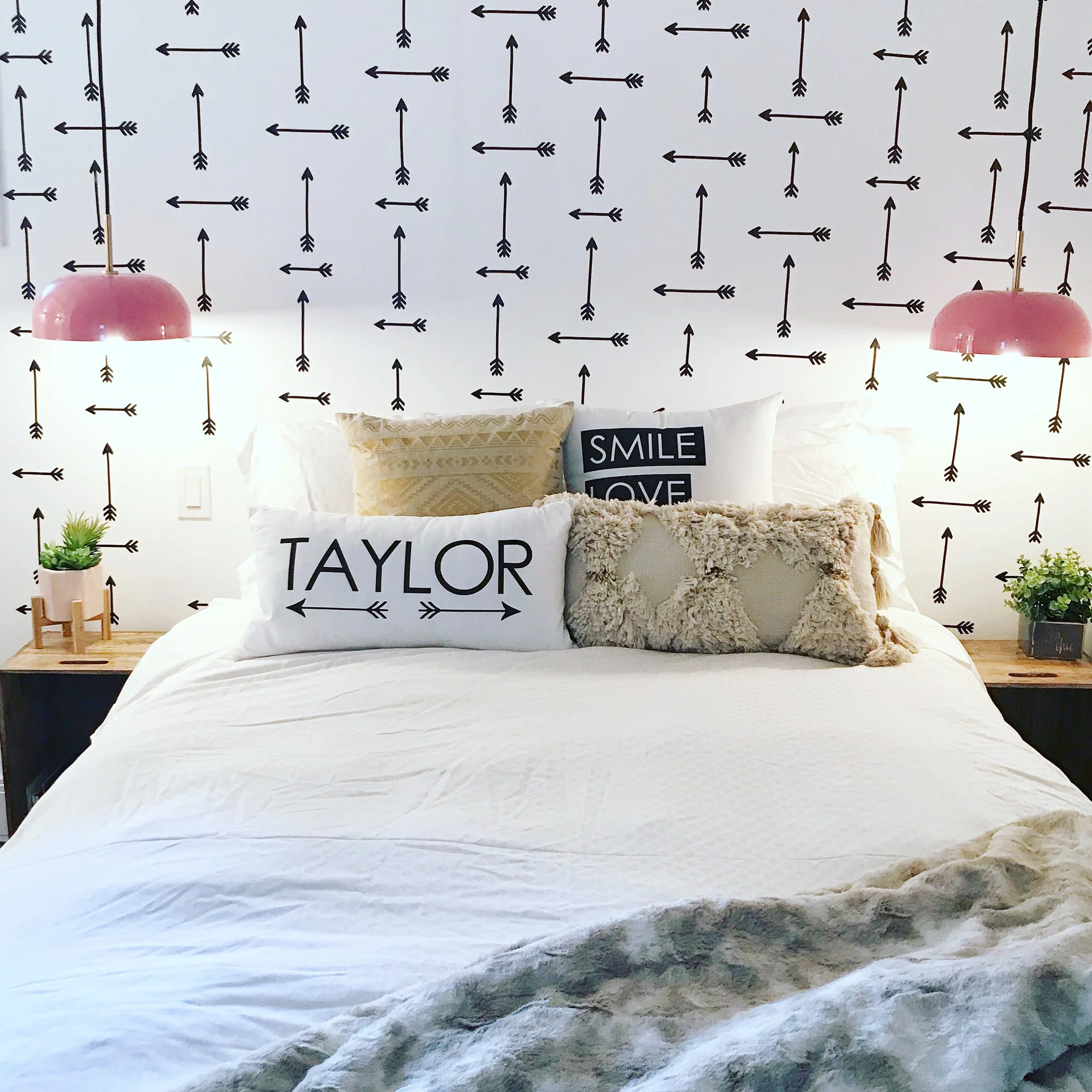 Black and 2024 white boho bedroom